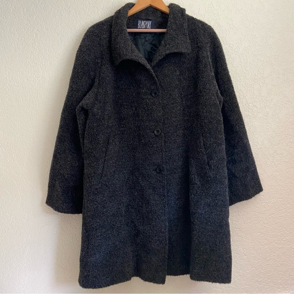Vintage Blassport Alpaca Virgin Wool Swing Coat (Charcoal Gray)